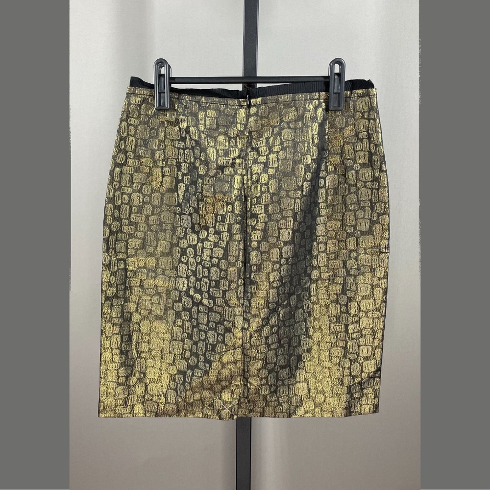 NEW Loft Skirt Womens 4 Petite black gold pencil straight classic - Picture 7 of 9